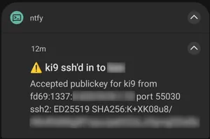 A screenshot of a ntfy notification
